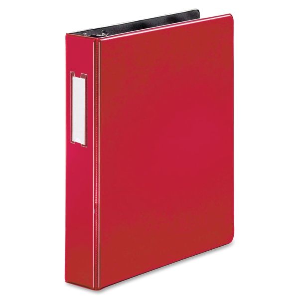 Business Source 1.5" D-Ring Binder, 1 1/2" Ring, Red