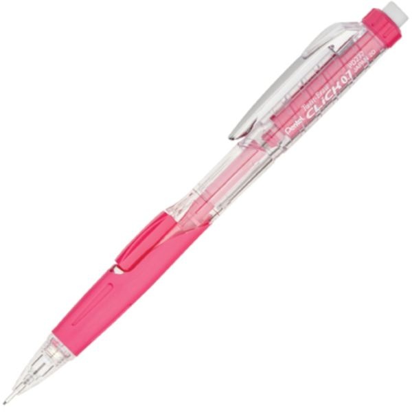 Pentel Twist-Erase Pink Click Mechanical Pencils, #2 Lead, 0.7 Mm, Refillable, Pink Barrel, Pack Of 2