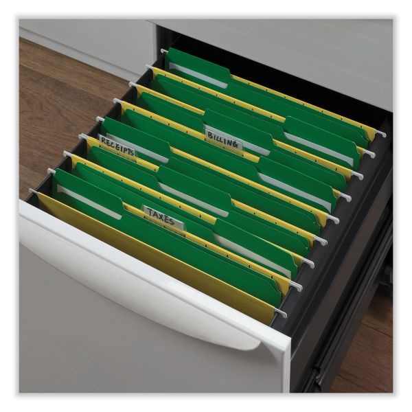 Universal Reinforced Top-Tab File Folders, 1/3-Cut Tabs: Assorted, Letter Size, 1" Expansion, Green, 100/Box