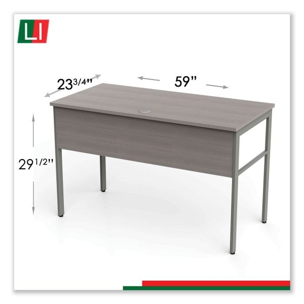 Linea Italia Urban Series Desk Workstation, 59" X 23.75" X 29.5", Ash