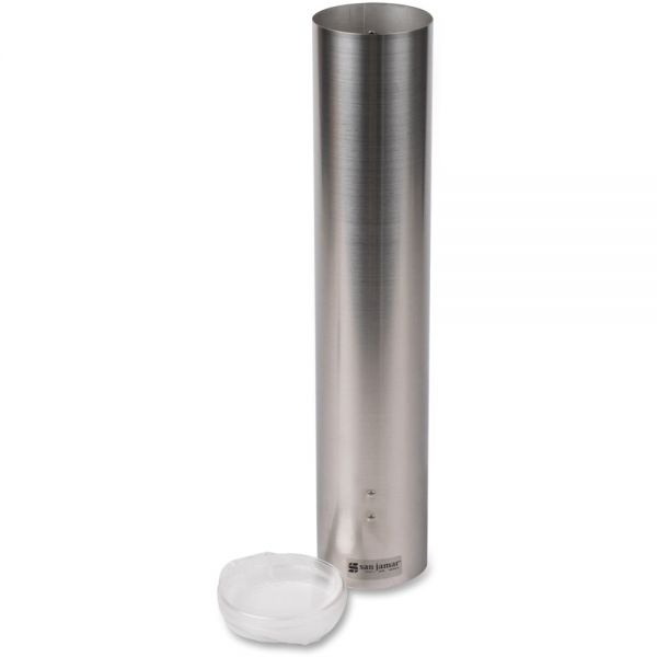 San Jamar Small Pull-Type Water Cup Dispenser, For 5 Oz Cups, Stainless Steel