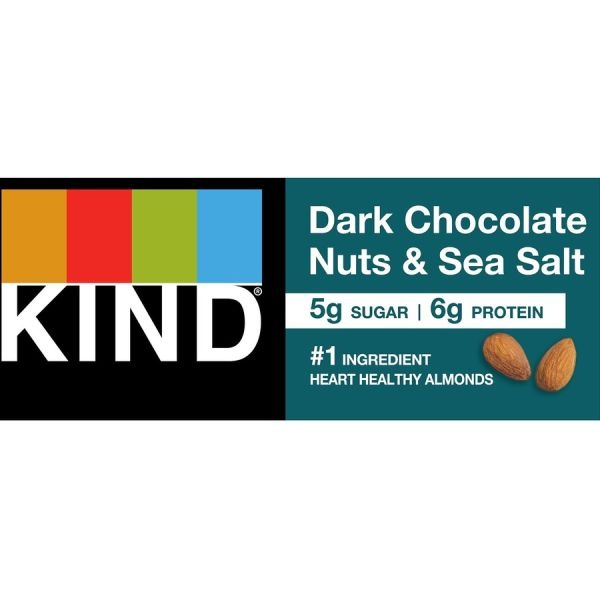 Kind Dark Chocolate, Nuts & Sea Salt Bars, 1.41 Oz, Box Of 12