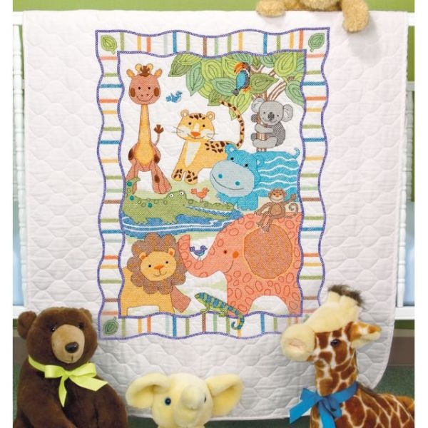 Dimensions Baby Hugs Mod Zoo Quilt Stamped Cross Stitch Kit