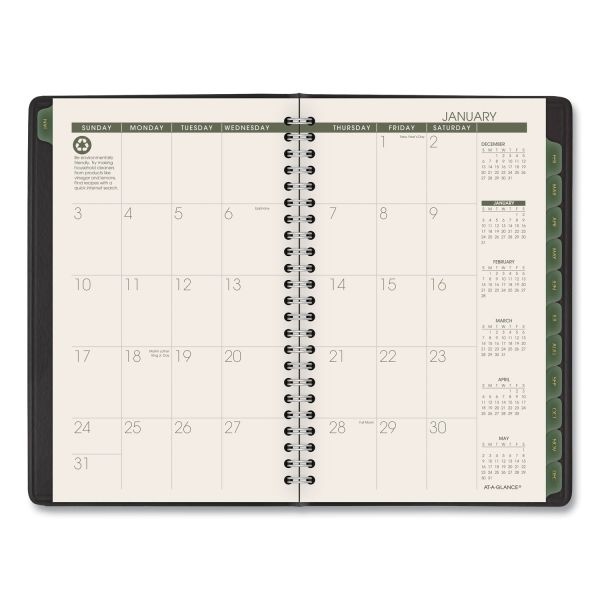 At-A-Glance Recycled Weekly Block Format Appointment Book, 8.5 X 5.5, Black Cover, 12-Month (Jan To Dec): 2024