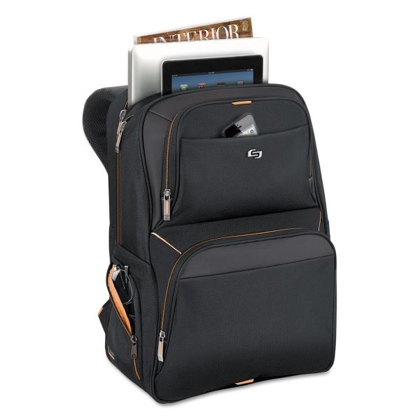 Solo Urban Backpack, Fits Devices Up To 17.3", Polyester, 12.5 X 8.5 X 18.5, Black
