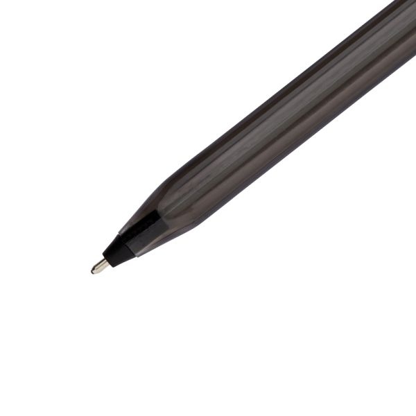 Paper Mate Inkjoy 100 Stick Pens, Medium Point, 1.0 Mm, Translucent Black Barrels, Black Ink, Pack Of 12 Pens