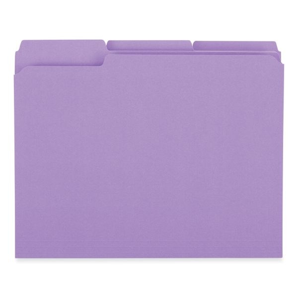 Universal Reinforced Top-Tab File Folders, 1/3-Cut Tabs: Assorted, Letter Size, 1" Expansion, Violet, 100/Box