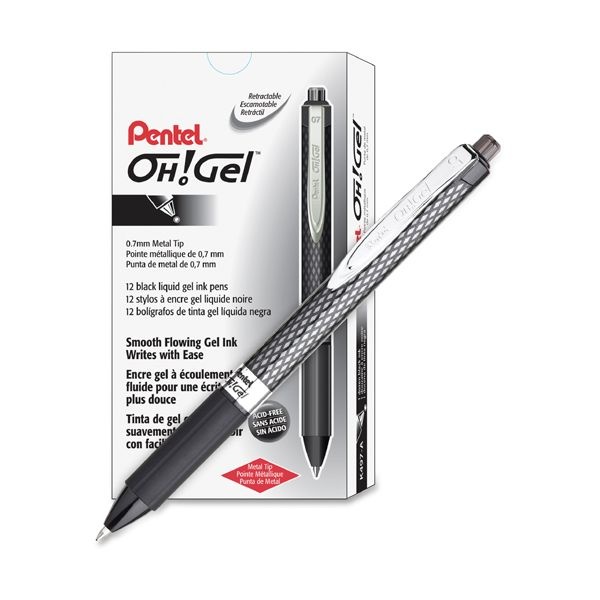 Medium Pen Point Type Black Barrel Gel K497a Gel Pen Pentel Oh Black Ink 