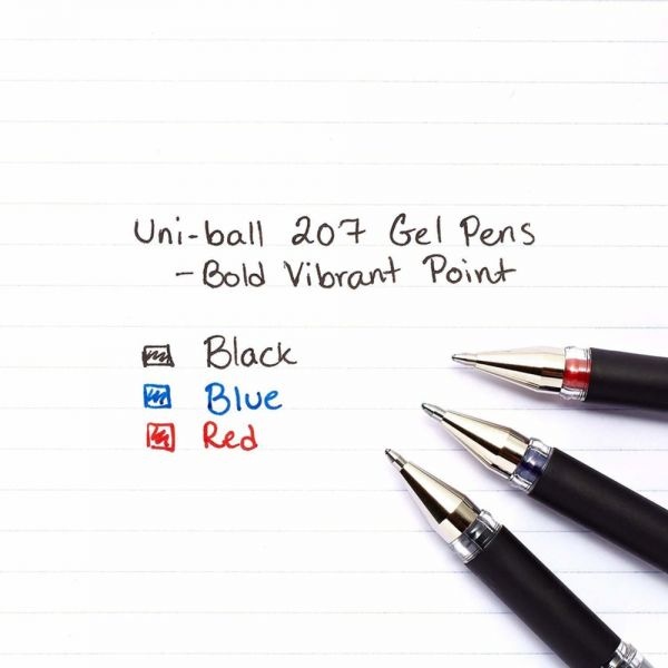 Uni-Ball Refill For Uni-Ball Gel 207 Impact Rt Roller Ball Pens, Bold Point, Black Ink, 2/Pack