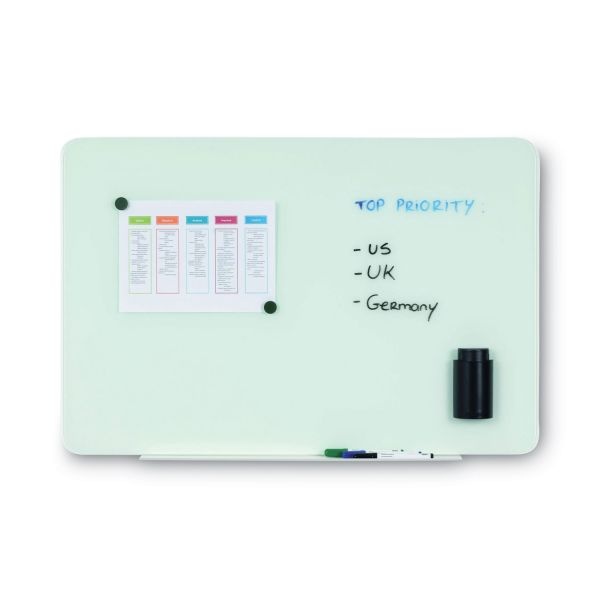 Mastervision Magnetic Glass Dry Erase Board, 36 X 24, Opaque White Surface