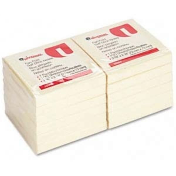 Universal Fan-Folded Self-Stick Pop-Up Note Pads, 3" X 3", Yellow, 100 Sheets/Pad, 12 Pads/Pack
