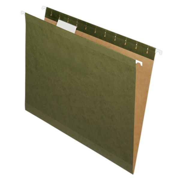 Pendaflex Premium Reinforced Hanging File Folders With Tabs, Letter Size, Standard Green, Pack Of 25 Folders