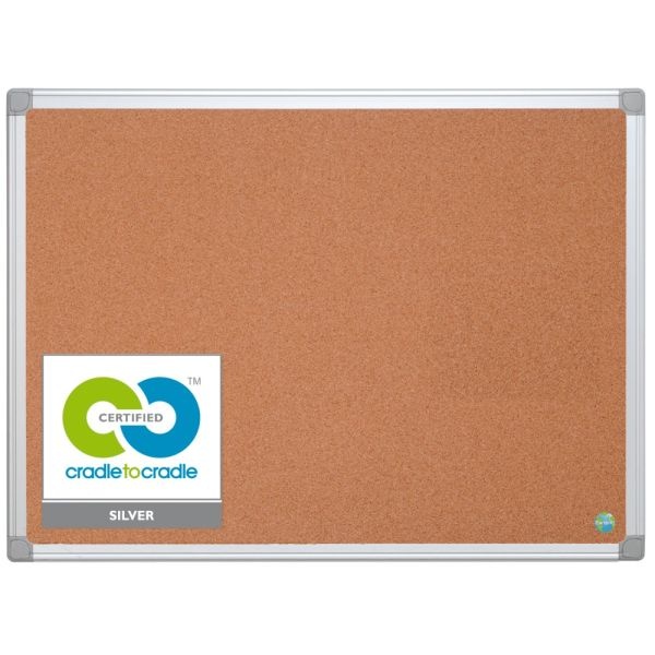 Mastervision Earth Cork Board, 24" X 36", 80% Recycled, Aluminum Frame With Silver Finish