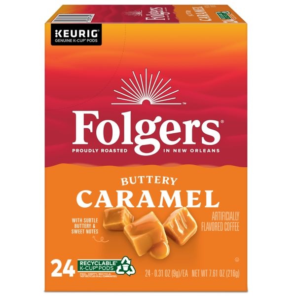 Folgers Coffee K-Cups, Buttery Caramel, Medium Roast, 24 K-Cups