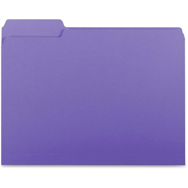 Business Source 1/3-Cut Colored Interior File Folders, Letter Size, Purple, Box Of 100 Folders