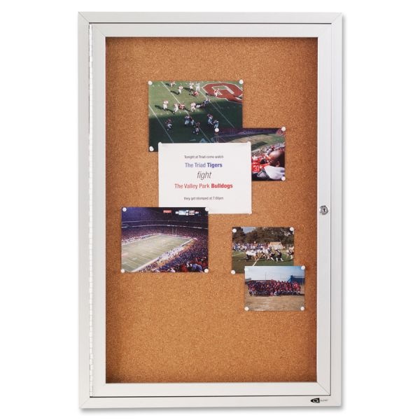 Quartet Enclosed Outdoor 1-Door Bulletin Board, 36" X 24", Aluminum Frame With Silver Finish