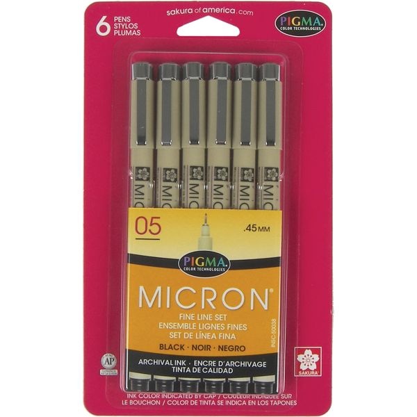 Pigma Micron Pens 05 .45Mm 6/Pkg