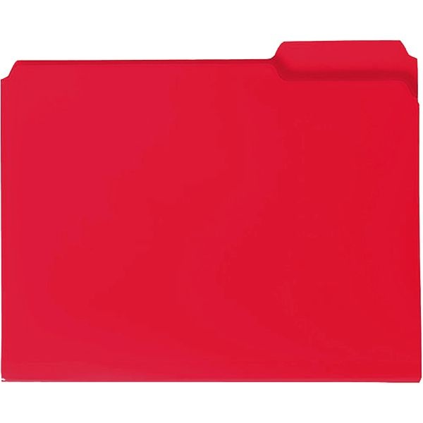 Smead Top Tab Poly Colored File Folders, 1/3-Cut Tabs: Assorted, Letter Size, 0.75" Expansion, Red, 24/Box
