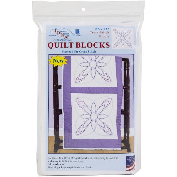 Jack Dempsey Stamped White Quilt Blocks 18"X18" 6/Pkg