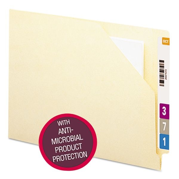Smead End Tab File Jacket With Antimicrobial Product Protection, Shelf-Master Reinforced Straight Tab, Letter Size, Manila, 100/Box