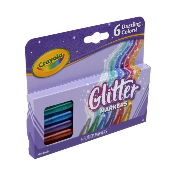 Crayola Glitter Markers, 6-Colors 