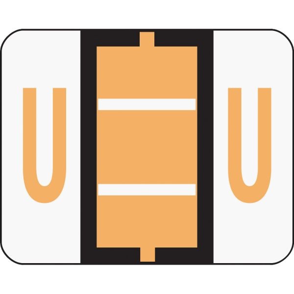 Smead Bccr Bar-Style Permanent Alphabetical Labels, U, Light Orange, Roll Of 500