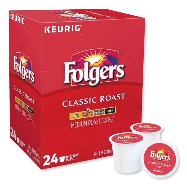 Folgers Coffee K-Cups, Classic Roast, Medium Roast, 24 K-Cups