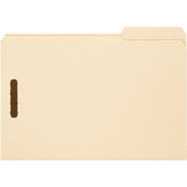 Smead Fastener Folders With Reinforced Tab, 2" Capacity, 2 Fasteners, Legal Size,1/3-Cut Tab, Manila, Box Of 50