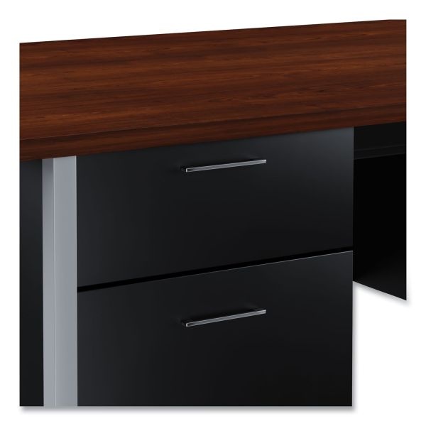 Alera Double Pedestal Steel Desk, 72" X 36" X 29.5", Mocha/Black