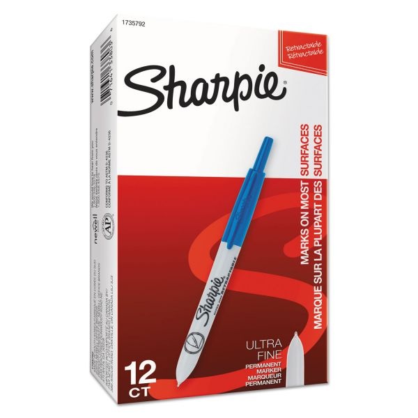 Sharpie Retractable Permanent Marker, Extra-Fine Needle Tip, Blue