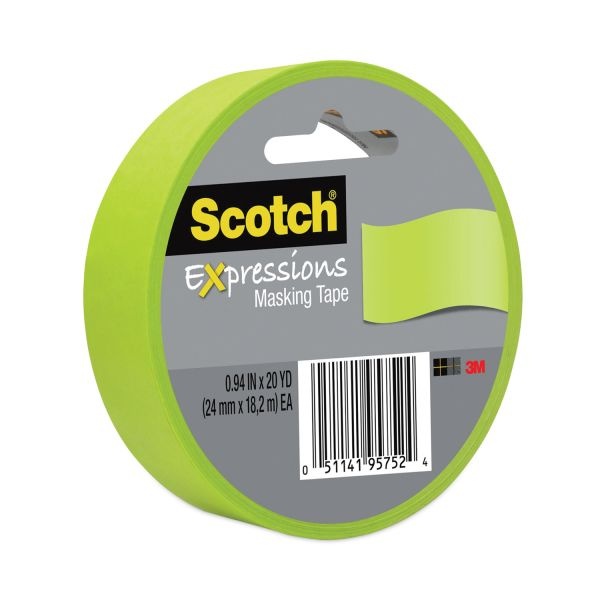 Scotch Expressions Masking Tape, 3" Core, 0.94" X 20 Yds, Lemon Lime
