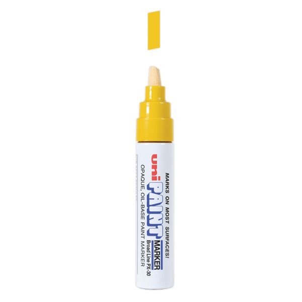 Uni-Paint Permanent Marker, Broad Chisel Tip, Yellow