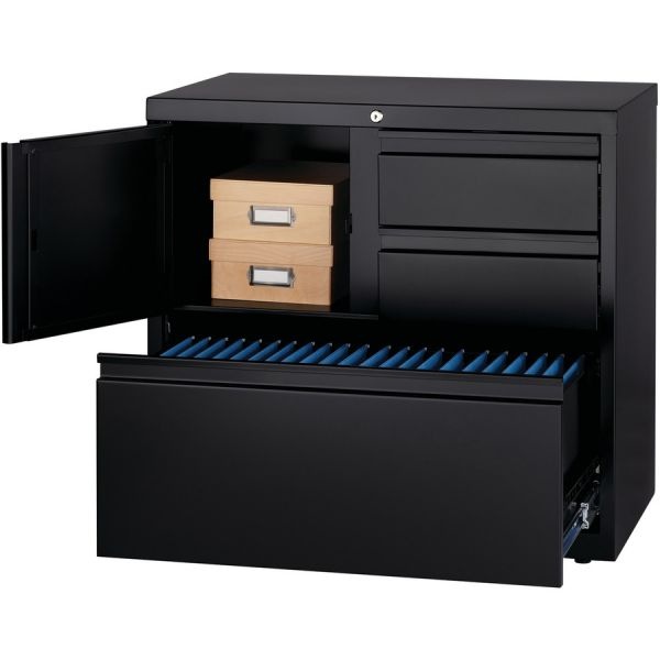 Lorell 3 Drawer Lateral File Cabinet, Letter/Legal/A4, 30" Wide, Black