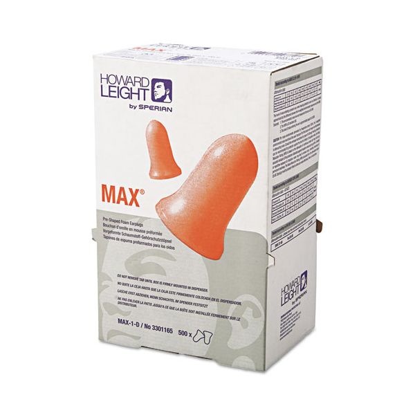 Howard Leight By Honeywell Max-1 D Single-Use Earplugs, Cordless, 33Nrr, Coral, Ls 500 Refill
