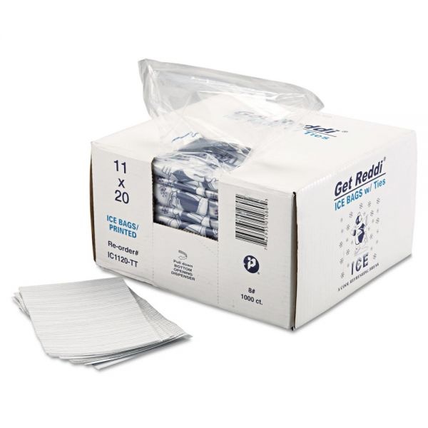 Inteplast Group Ice Bags, 1.5 Mil, 11" X 20", Clear, 1,000/Carton