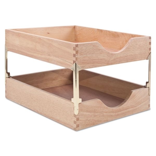 Carver Hardwood Stackable Desk Tray Stacking Posts, Brass, 4 Posts/Set