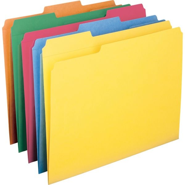 Smead Reinforced Top Tab Colored File Folders, 1/3-Cut Tabs: Assorted, Legal Size, 0.75" Expansion, Red, 100/Box
