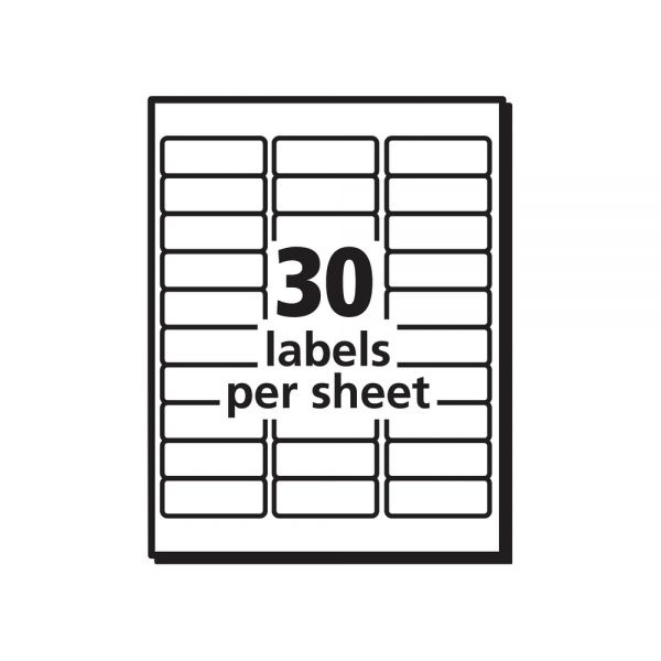 Avery Waterproof Address Labels With Trueblock And Sure Feed, Laser Printers, 1 X 2.63, White, 30/Sheet, 500 Sheets/Box