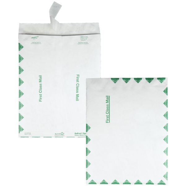 Quality Park Tyvek First Class 12" X 15 1/2" Envelopes, Self-Adhesive, White, Box Of 100