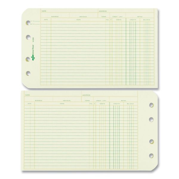 National Four-Ring Binder Refill Sheets, 5 X 8.5, Green, 100/Pack