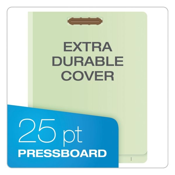Pendaflex End Tab Classification Folders, 1.75" Expansion, 1 Divider, 4 Fasteners, Letter Size, Pale Green Exterior, 10/Box