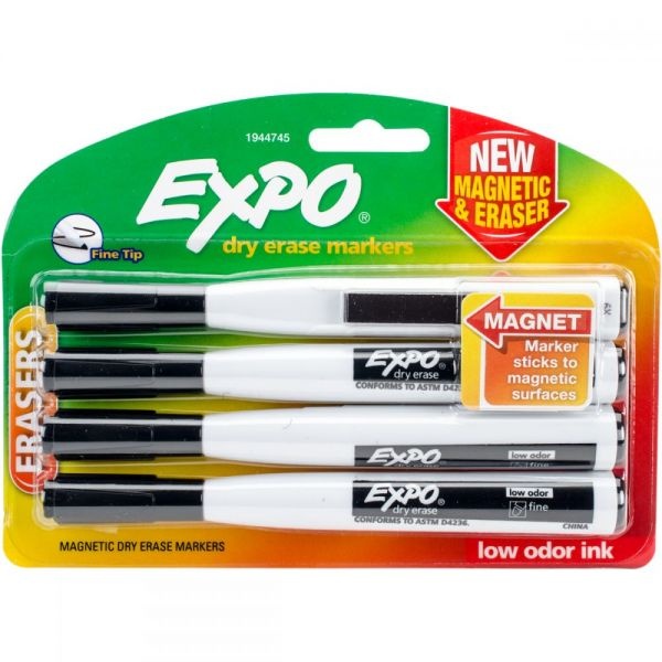 Expo Magnetic Dry Erase Fine Marker With Eraser 4/Pkg