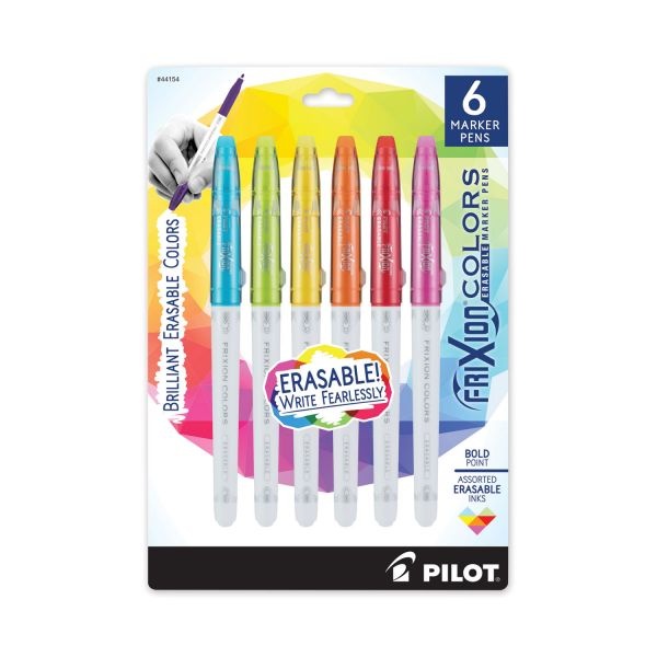 Pilot Frixion Colors Erasable Porous Point Pen, Stick, Bold 2.5 Mm, Six Assorted Artistic Ink And Barrel Colors, 6/Pack