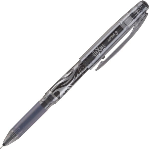 Pilot Frixion Point Erasable Gel Pen, Stick, Extra-Fine 0.5 Mm, Black Ink, Black/Silver/Smoke Barrel