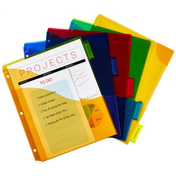 Avery Dividers For 3 Ring Binders, 5-Tab Binder Dividers, Three-Pocket ...