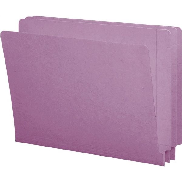 Smead Color End-Tab Folders, Straight Cut, Letter Size, Lavender, Box Of 100