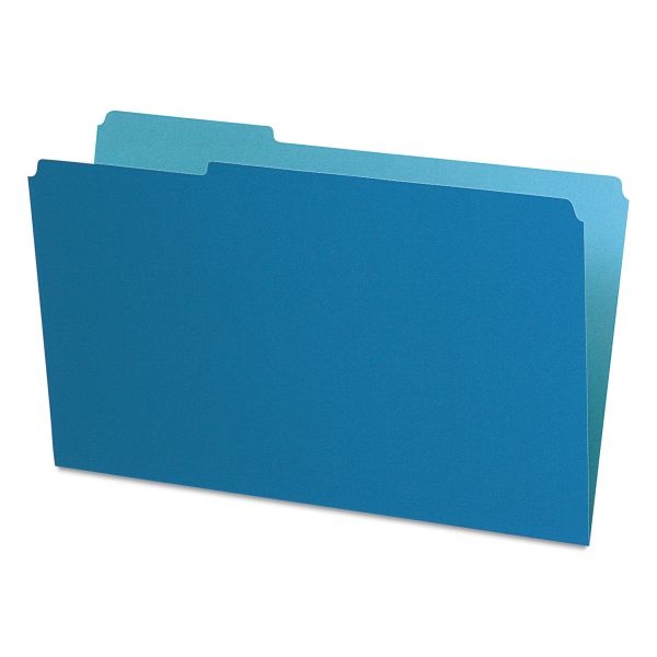 Pendaflex Interior File Folders, 1/3-Cut Tabs: Assorted, Legal Size, Blue, 100/Box