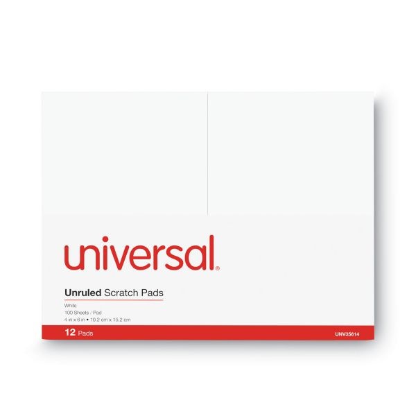 Universal Unruled Index Cards 4 x 6 White 100/Pack