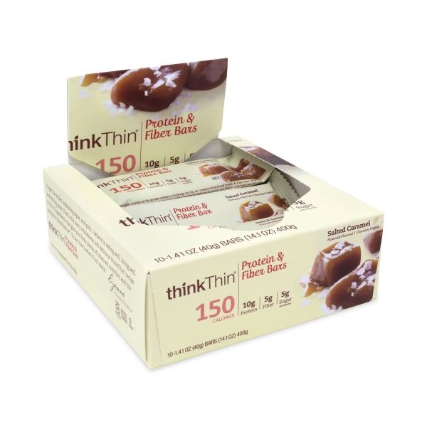 Thinkthin High Protein Bars, Salted Caramel, 1.41 Oz Bar, 10 Bars/Box