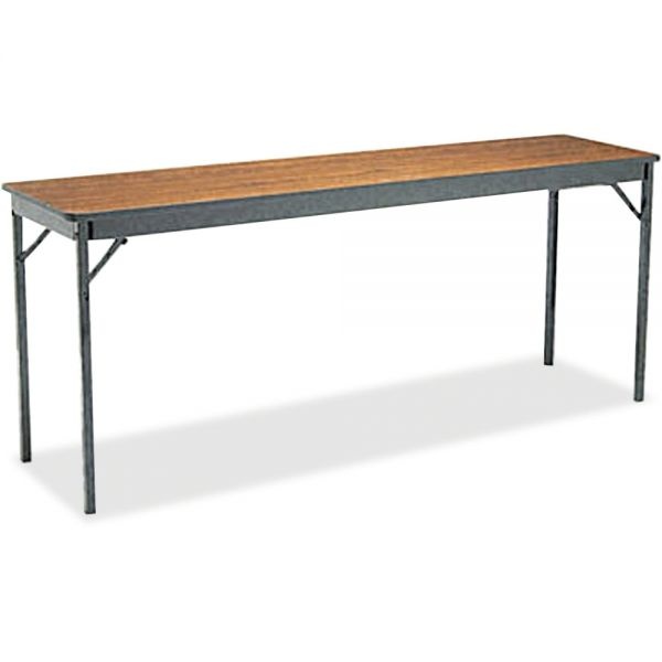 Barricks Special Size Folding Table, Rectangular, 72W X 18D X 30H, Walnut/Black